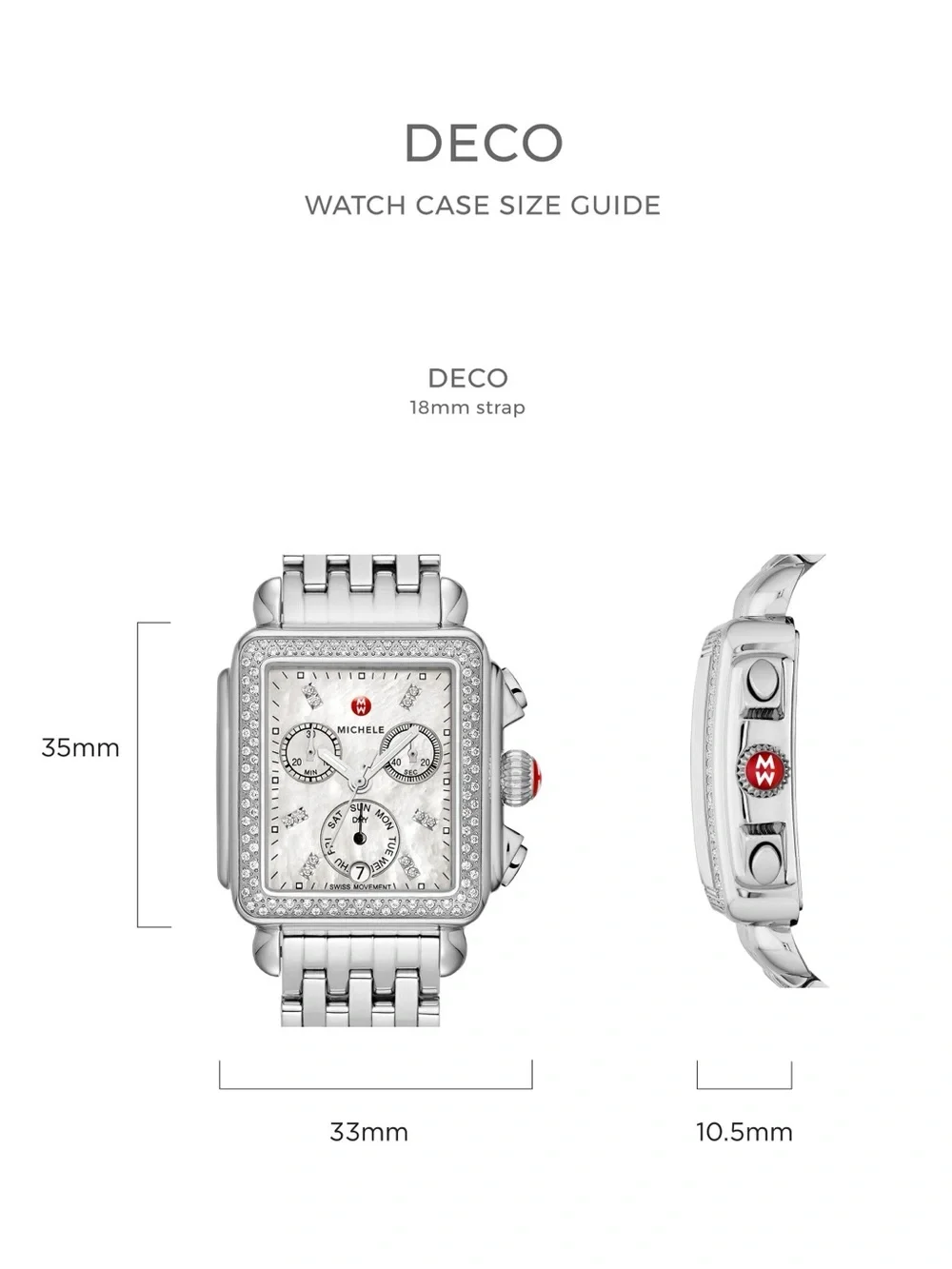MICHELE Deco Diamond Chronograph Bracelet Watch, 33mm